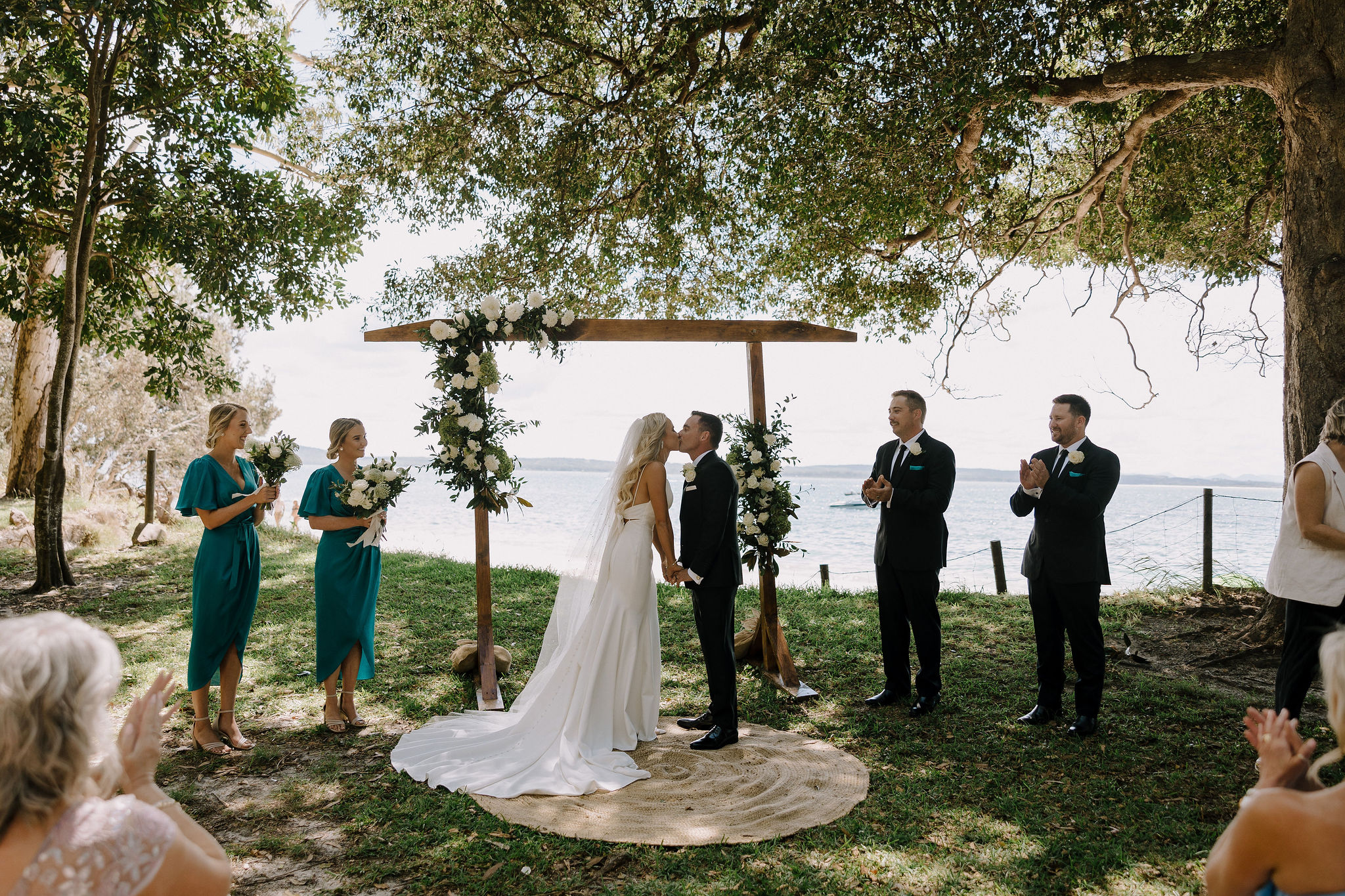 Chantal + Pierce. Real Wedding. Hunter Valley Wedding Planner Magazine. Venue: Shoal Bay. Photos by Rope and Pulley.